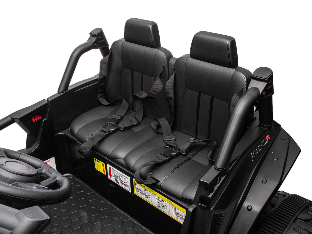 Black Honda Talon 1000R 24V kids ride-on UTV leather seat and cabin view