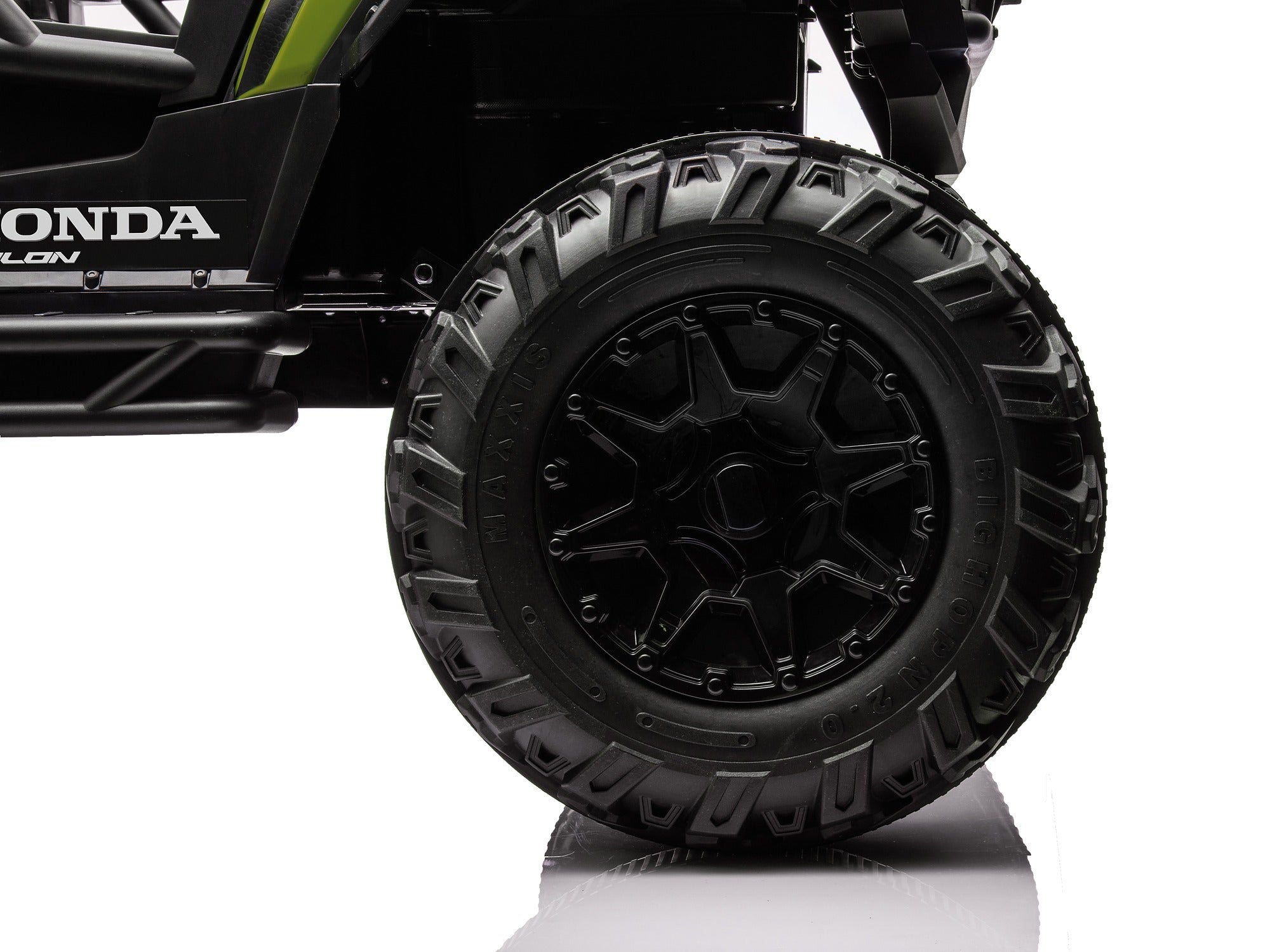 Green Honda Talon 1000R 24V kids ride-on UTV foam rubber tire detail