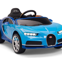 Two Tone Blue Toddler Bugatti Remote Control Ride On with Leather Seat