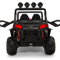 Pink two seater for toddlers with opening doors