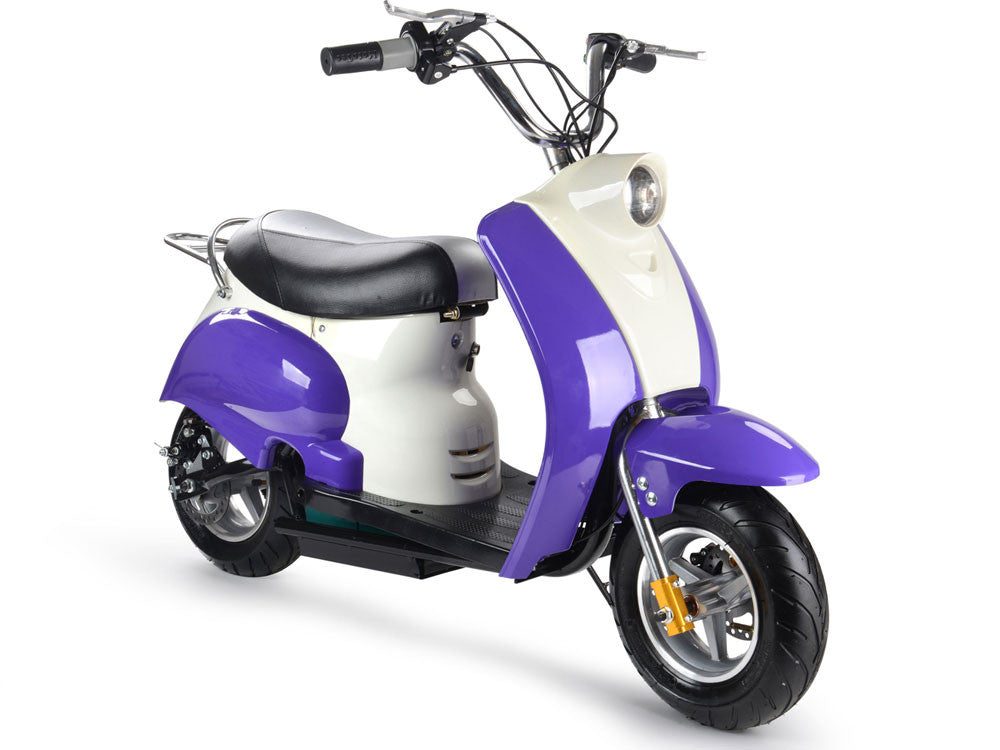 Electric 24 Volt Moped Ride On Scooter in Purple